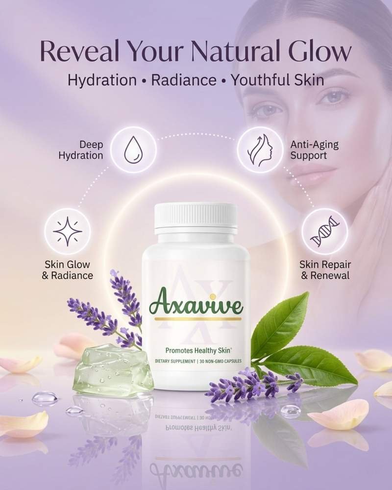 Axavive product bottle with plant-based skin support formula